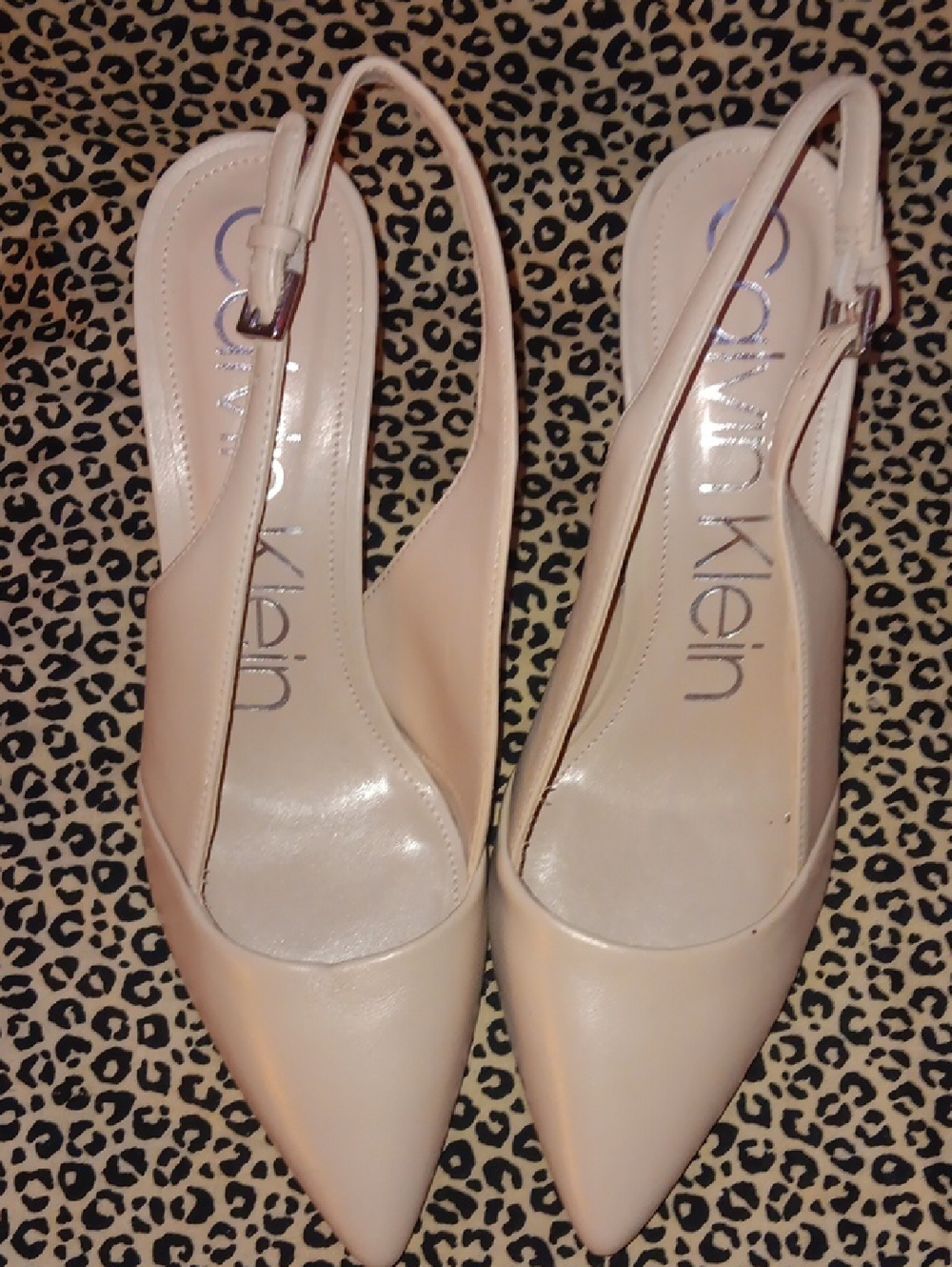 Calvin Klein Blush Pointed-Toe Slingback Heels